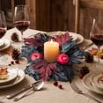 thumbnail image 5 of ICQOVD Halloween Black Leaf Pumpkin Candle Wreath Artificial Flower Table Centerpiece Decoration Home Dining Decor 9.84*9.84IN, 5 of 8