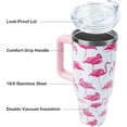 thumbnail image 3 of 40 oz Tumbler with Handle and Straw, Stainless Steel Insulated Cup with Leak Proof Lid and Straw Lid, Keep Drinks Cold and Hot for Hours(Flamingo), 3 of 6