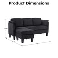 thumbnail image 5 of Bonzy Home 70 Inch L-Shaped Modular Sectional Sofa, 3-Seat Reversible Corduroy Couch with Storage & Movable Ottoman, Modern Convertible Living Room Sofa, Breathable Black Fabric, 5 of 9