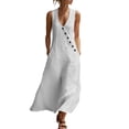 thumbnail image 3 of TaTaai Women Casual V-Neck Sleeveless Long Dress Loose Fit Ruffled Edge with Belt Stylish Summer Spring Dress Soft Comfortable for Daily Dating Vacation Wear Gift, 3 of 8
