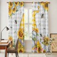 thumbnail image 5 of Kitchen Curtains 84 Inch Length 2 Panels, Gnomes Grommets Window Treatment Curtain, Vintage Yellow Sunflower Summer Bee Grey Plaid Thermal Curtains Drapes for Living Room/Bathroom, 5 of 9