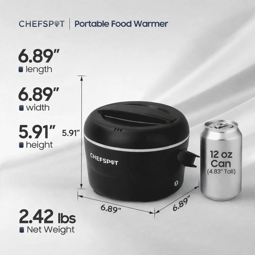 CHEFSPOT 37 oz Electric Lunch Box, 80W Portable Food Warmer with Bag and Utensils
