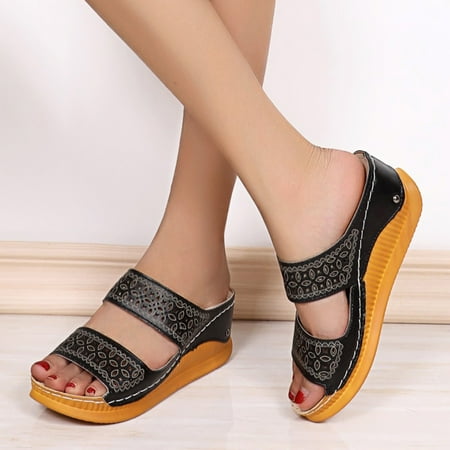 

Alueeu Women s slipper Fashion Spring And Summer Slope With Hollow Ladies Sandals Roman Peep Toe Slippers
