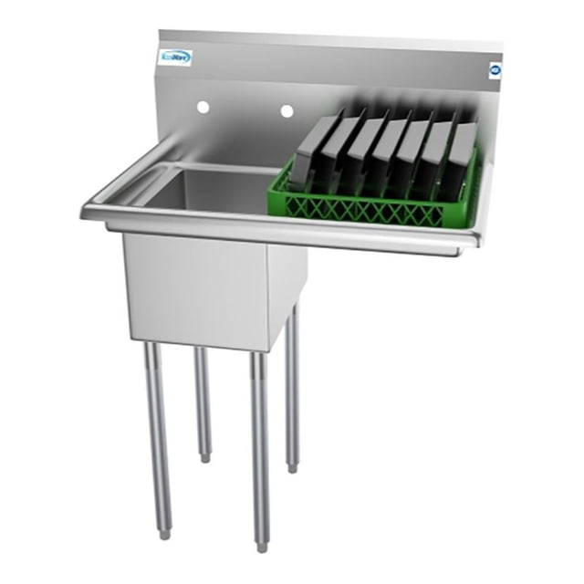 Pemberly Row Silver 12x16x10 Right NSF Stainless Steel Kitchen Prep/Utility Sink