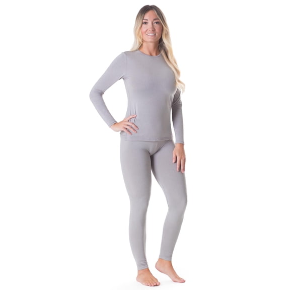 Rocky Women Thermal Top and Bottom Warmer Cold Weather Underwear Set, Heather Grey XL