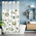 thumbnail image 6 of No Hook Sage Green Polka Dots Shower Curtain with Snap in Liner Set, Modern Abstract Art Waterproof Fabric Bathroom Curtains with See Through Top Window, Hotel Style Small 36 x 72 Inch, 6 of 9