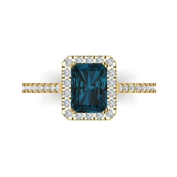 Clara Pucci 14K Yellow Gold 1.86ct LondonBlueTopaz Solitaire with Accents