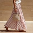 thumbnail image 5 of Maxi Skirts for Women Elastic Waist A Line Plaid Skirts Summer Casual Pleated Gingham Flowy Long Skirts, L, 5 of 7