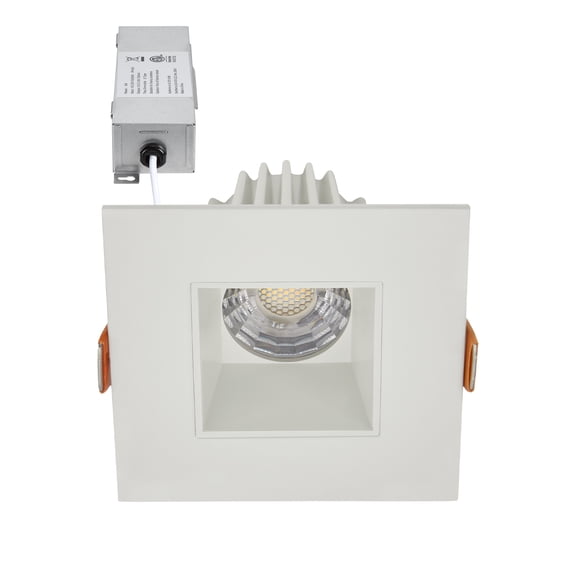 Maxxima 2 in. Slim Square Recessed Anti-Glare LED Downlight, Stone Gray Trim, Canless IC Rated, 500 Lumens, 5 CCT 2700K-5000K