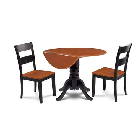 Furniture Burlington Ma M&D Furniture BUSU3-BLC-W Burlington 3 Piece small kitchen table set-kitchen table and 2 dining chairs in Black & Cherry finish ()