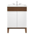 thumbnail image 2 of Modway Render Modern Style Wood Bathroom Vanity in White/Walnut, 2 of 4