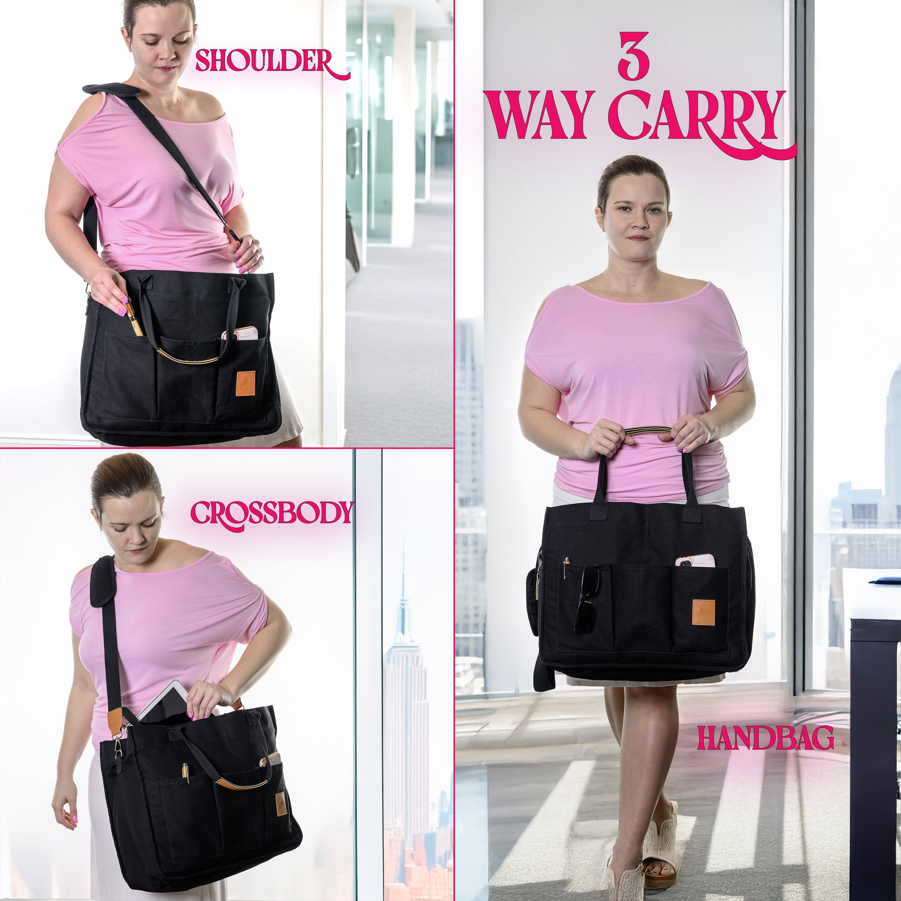 Large Canvas Tote Bag for Women, Crossbody Handbag, Removable and Adjustable Shoulder Strap