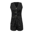 thumbnail image 3 of Women's Waist High Waist Loose Denim Vest and Shorts Set plus Dress Suit Bathing Suit Women plus Swim Suit Top Woman Swimming Shorts Women Surf Shorts Swimsuits for Lap Swimming Youth Romper, 3 of 4