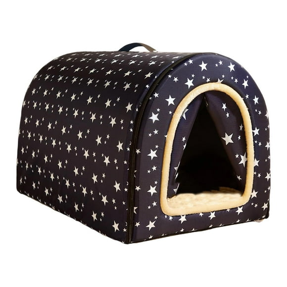 Cama cueva para gatos con 2 formas de uso. Casita reutilizable con base antideslizante para perros y mascotas. Ideal para cachorros, perros pequeños y Estrella