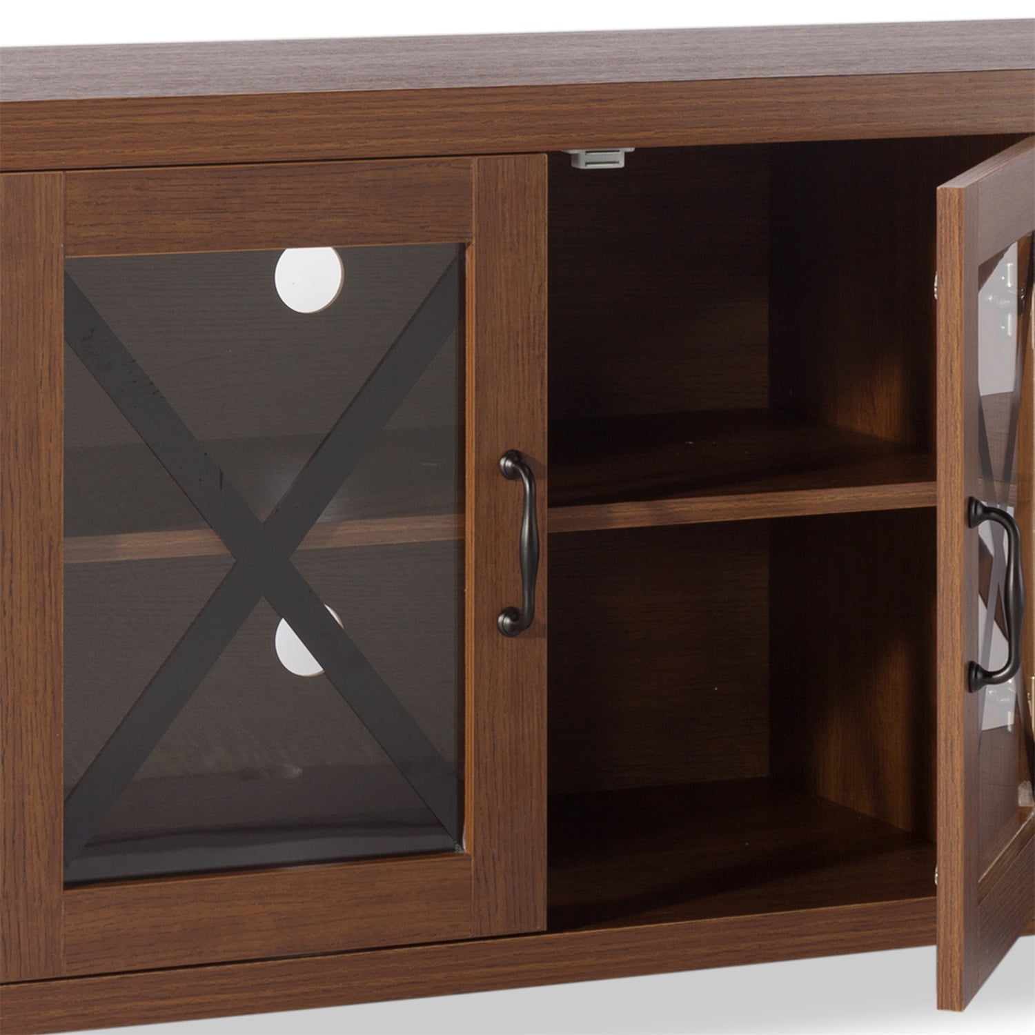 Kadyn MDF TV Cabinet, Home Modern Farmhouse TV Stand with Door and Storage space, Storage Cabinet Table for Living Room, Brown