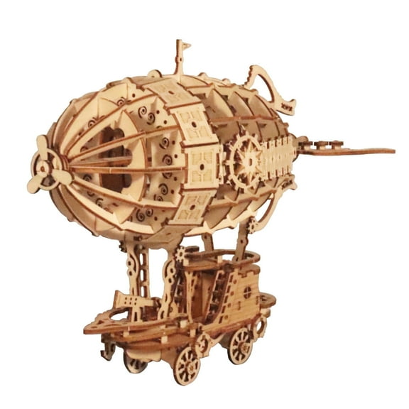 Music Park 3D Wooden Airship Puzzle Model Kit for Adults, DIY Mechanical Brain Teaser