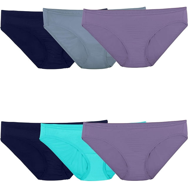 Fruit Of The Loom Womens Lightweight Microfiber Bikini 6 Pack, 5, Assorted