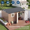 thumbnail image 3 of Garvee 10 x 8 FT Outdoor Storage Shed with Pushable Window, LED Light & Pegboard, Metal Garden Shed with Sloped Roof, Air Vent & Lockable Doors, Brown, 3 of 8