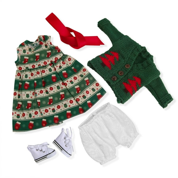 BlissfulPixie Handmade Waldorf Doll Clothes 12 inch clothing Set with Pretty Box Girl Christmas Birthday Gift-Cora's Clothes Accessories