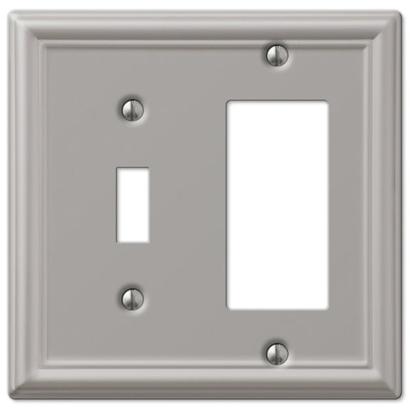 Amerelle 149TRBN Chelsea Wallplate, 1 Toggle / 1 Rocker GFCI, Steel, Brushed Nickel, 1-Pack