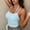 c01Blue, variant on Womens Solid Color Seamless Tank Tops Adjustable Spaghetti Straps Sleeveless Camisole Basic Fitted Crop Shirts Blue Free Size