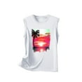 thumbnail image 5 of Penkiiy Hawaiian Beach Tank Tops for Women Palm Tree Graphic Shirts Sunset Beach Tank Vest Vintage Summer Vacation Sleeveless Tee M White, 5 of 5