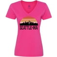 thumbnail image 3 of Inktastic Seattle Washington Skyline Sunset Women's V-Neck T-Shirt, 3 of 5