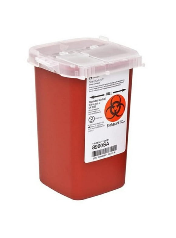 Kendall Healthcare 8900SA Sharps Phlebotomy Container 1 quart, Shape,,,,,, Red