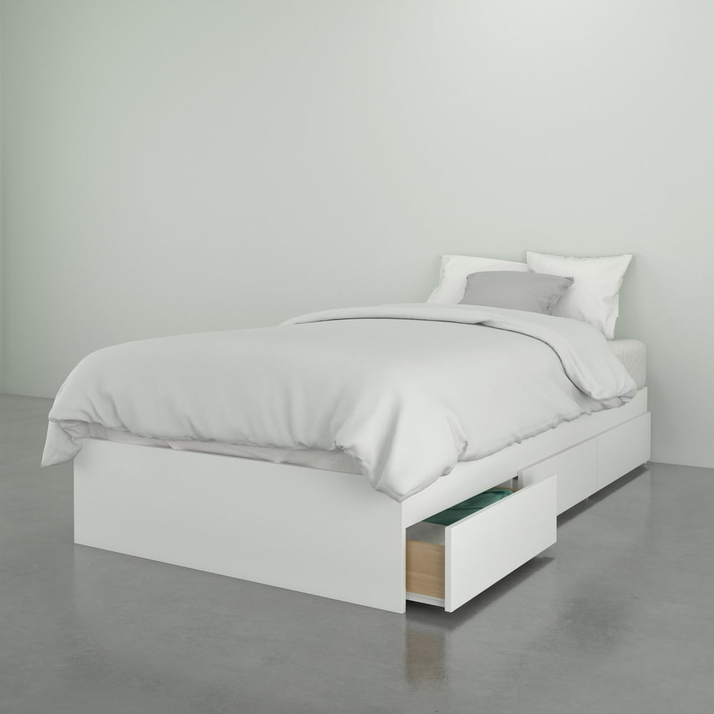 Nexera Paris Twin Size 3 Drawer Storage Bed, White