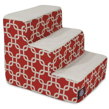 UPC: 0788995675303 | Majestic Pet Links Pet Stairs 3 Steps Red Machine Washable Removable Cover 18  x 16  x 15