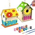 thumbnail image 1 of Kits de edificio de la casa de aves para niños Artesanía de madera con pinturas Pinceles Adornos de madera Adornos de madera Decoraciones para el hogar Artes de pintura Inevent OD003468-05, 1 of 7