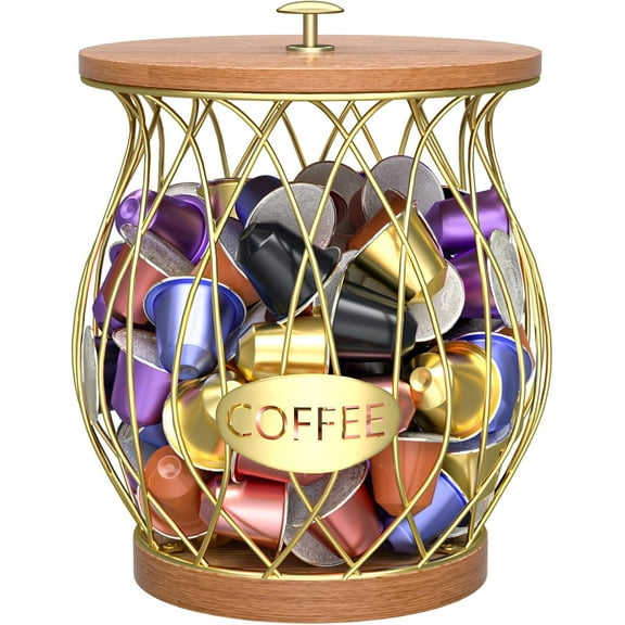 Coffee Pod Holder, Rustic K Cup Holder Organizer for Counter, Coffee Pods Storage Organizer for Coffee Bar Accessories Decor(Balck)