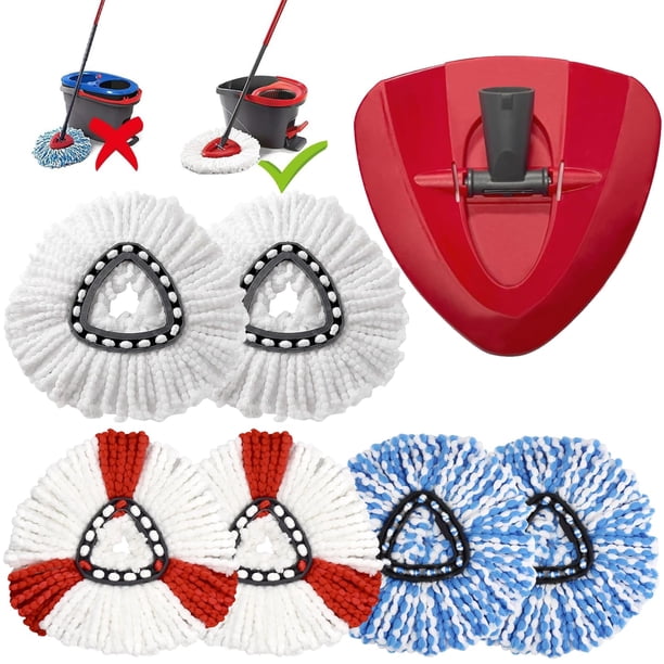 MNJKJHL 6 Piezas Cabezal de Repuesto Trapeador Giratorio de Microfibra, con 1 Base para Trapeador, Absorbente de Agua y Duradero, Limpieza Profunda, Compatibles con Vileda O-Cedar Mopa Giratoria