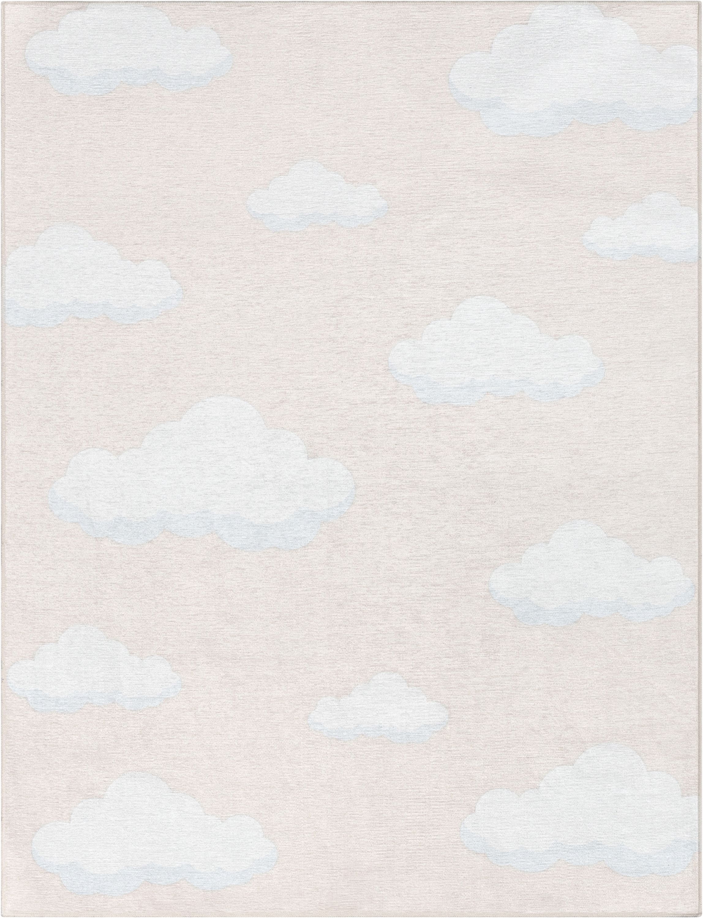 Well Woven Kids Rugs Cloud 9 Modern Peach Printed Distressed Machine Washable 6' x 9' Area Rug