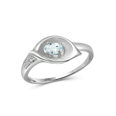 1/4 Carat T.G.W. Aquamarine And Accent White Diamond Sterling Silver Ring