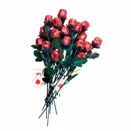 - Fine Milk Chocolate Red Sweetheart Roses With green Stem & Leaves, Red Foiled - Bouquet of6 Roses from Madelaine Chocolate