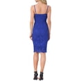 thumbnail image 3 of Vestido de encaje INSPIRE CHIC para mujer, con tirantes de espagueti, ajustado, sin mangas, vestido de cóctel midi, talla XS, azul, 3 of 5