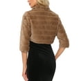 thumbnail image 3 of INSPIRE CHIC Women's Bolero Jacket Open Front Cropped Fluffy Faux Fur Shrug S Brown, 3 of 6