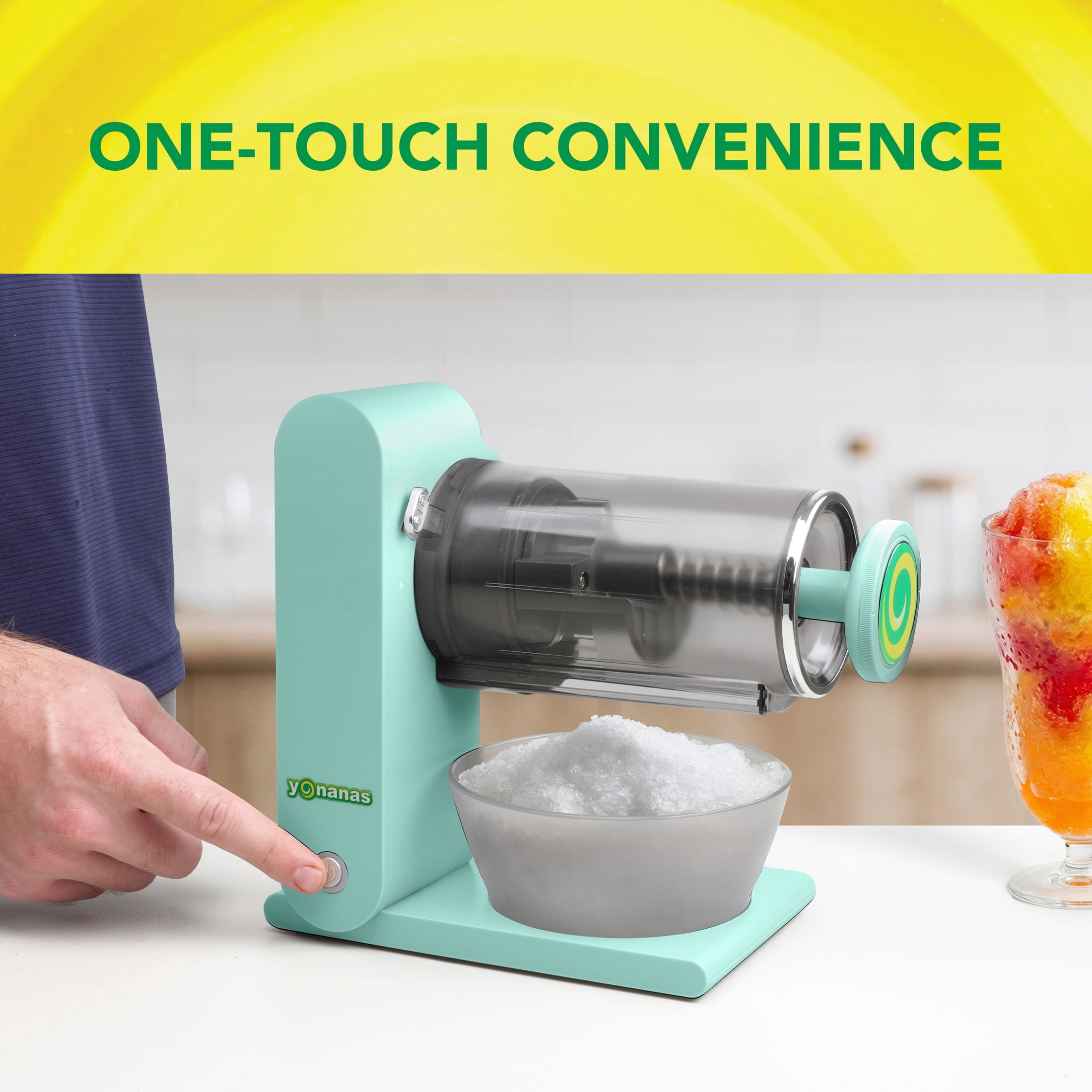 Yonanas Portable Shaved Ice Maker Cordless and Rechargeable Hands-Free Operation for Fluffy Snow Cones, Slushies and Frozen Drinks, USB-c Charging