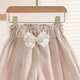 thumbnail image 5 of Tdoqot Girls Drees Shorts with Bow- Casual Wide Leg Elastic Waist Summer Kids Shorts Beige Size 4T, 5 of 5