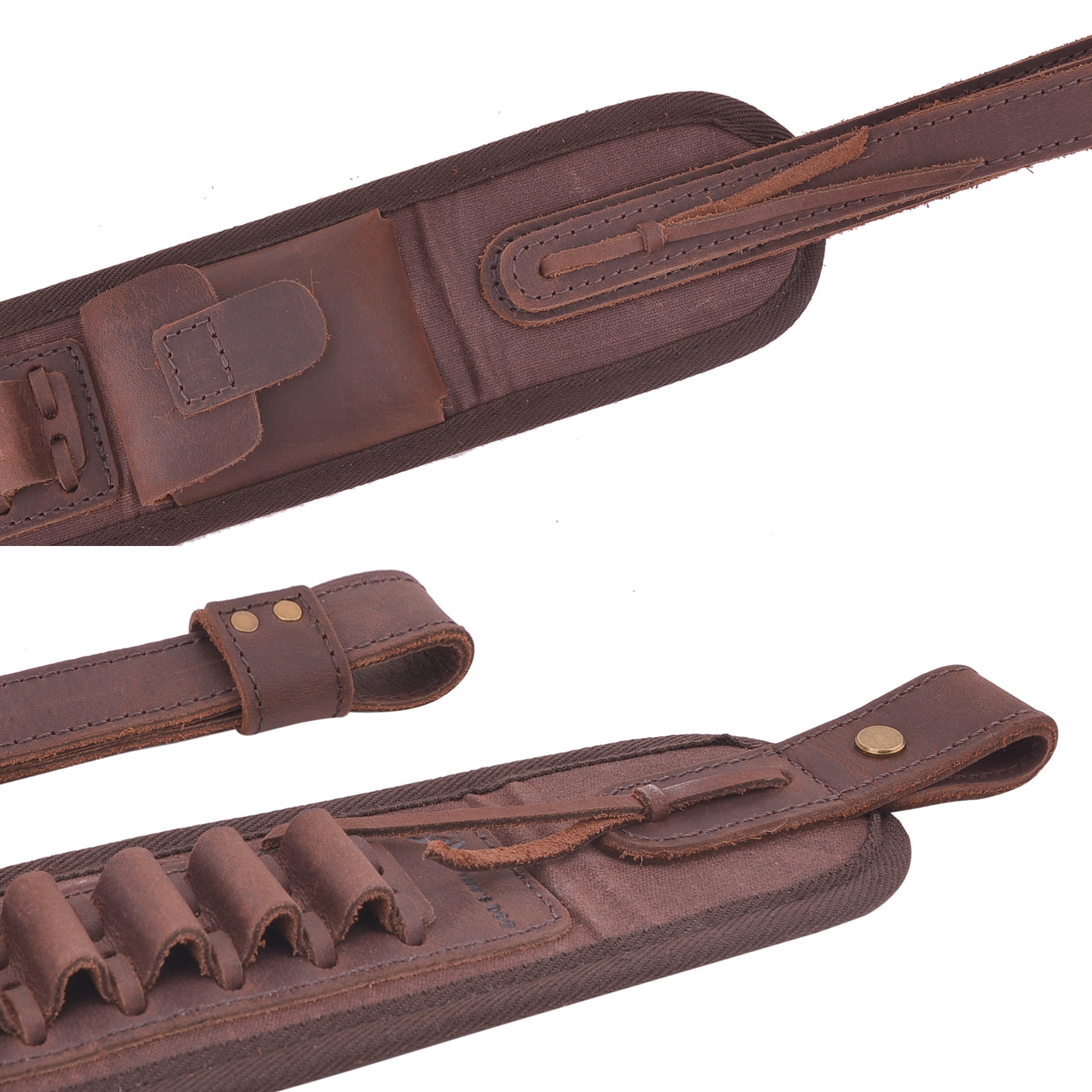 Leather Canvas Rifle Sling Gun Ammo Holder Slots Strap with Swivels for .30/30 .357 Ammo  Hunting GIFTS