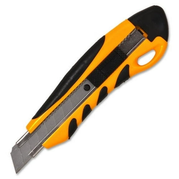 Sparco PVC Anti-Slip Rubber Grip Utility Knife Stainless Steel Blade - Heavy Duty - Yellow - 1 Each