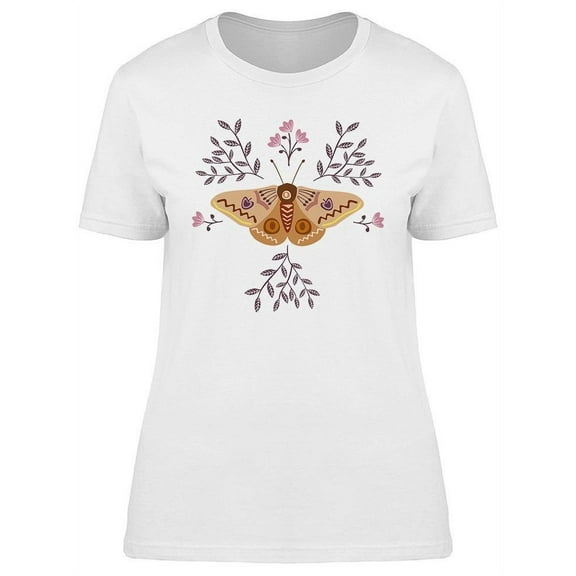 Nordic Butterfly With Flowers T-Shirt Women -Image by Shutterstock, Female XX-Large