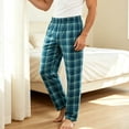 thumbnail image 5 of Zenithor Men's Pajama Pants Soft Comfortable Plaid Sleeping Bottoms Drawstring Elastic Waist Loungewear Winter Warmth S-XL Blue, 5 of 8