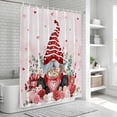 thumbnail image 5 of Pink Valentine's Day Gnomes Shower Curtain Set - Standard 72" x 72" Washable Bathtub Curtain with 12 Hooks, Red Love Heart Eucalyptus Leaves Waterproof Fabric Shower Curtains for Bathroom/Bathtub, 5 of 6