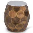 thumbnail image 1 of Table d'Appoint Ronde en Marbre de 20 Pouces avec Dessus en Laiton et Incrustation de Marbre, 1 of 2