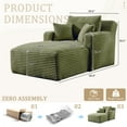 thumbnail image 4 of FFH 65.4" Chaise Lounge Indoor, Modern Corduroy Fabric Indoor Lounge Chair, Sleeper Sofa for Living Room, Small Space, Green, 4 of 10