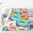 thumbnail image 3 of Pink Donut Blanket Gifts for Adult Girls Retro Dessert Print Bedroom Food Blankets Donut Decorations Doughnut Decor Soft Plush 50"x60" Travel Picnic All Season Love Women Wife, 3 of 6