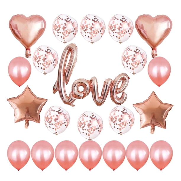 Globos de látex de confeti con cinta para decoración de bodas y fiestas. Conjunto dorado
