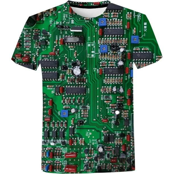 Camiseta Hombre Camiseta Con Chip Electrónico De Placa De Circuito, Camiseta Unisex De Verano Informal Fresca De Manga Corta Para Hombres Y Mujeres, Ropa De Calle Harajuku, Camiseta De Gran Xishao ropa